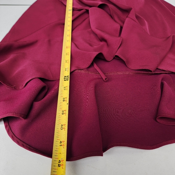 Lucy Paris Burgundy Red Wrap Dress Ruffle Apron Fit n Flare Flatter Women's XS - Picture 6 of 12